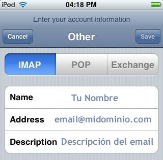 Debemos usar IMAP como protocolo